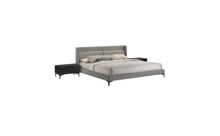 SETLEBDCHKG3A  LEGEND 3 PIECE GRAY FABRIC KING PLATFORM BED AND NIGHTSTANDS BEDROOM SET