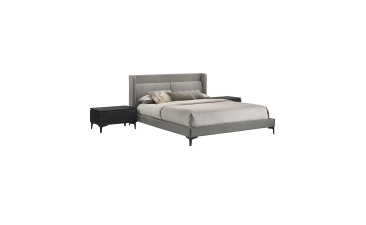 SETLEBDCHQN3A  LEGEND 3 PIECE GRAY FABRIC QUEEN PLATFORM BED AND NIGHTSTANDS BEDROOM SET