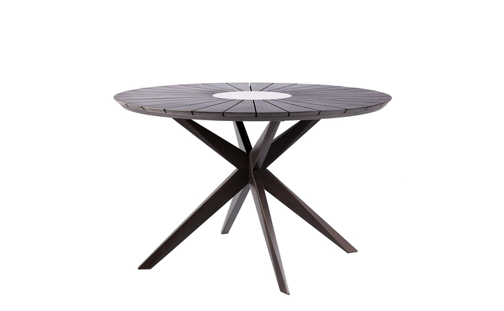 LCOADIWDDK OASIS OUTDOOR DARK EUCALYPTUS WOOD AND CONCRETE ROUND DINING TABLE ARMEN LIVING  LCOADIWDDK
