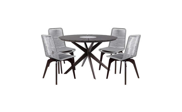 SETOADIDK5B OASIS AND ISLAND OUTDOOR 5 PIECE DARK EUCALYPTUS AND CONCRETE DINING SET ARMEN LIVING  SETOADIDK5B