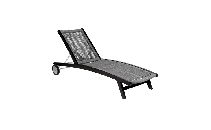 LCODLOGRY ODETTE OUTDOOR PATIO ADJUSTABLE CHAISE LOUNGE CHAIR IN EUCALYPTUS WOOD AND GRAY ROPE ARMEN LIVING  LCODLOGRY