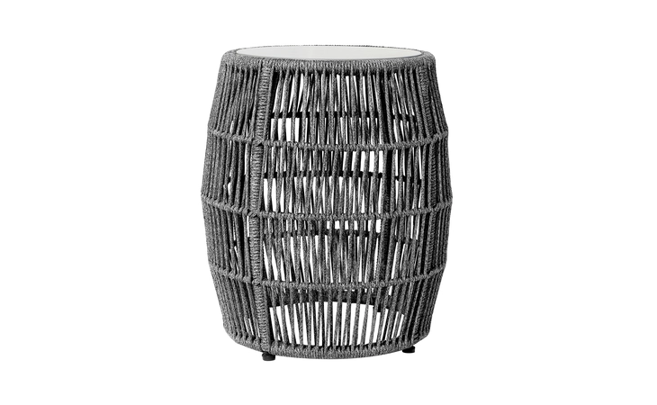 LCOPSITGRY  OPUS INDOOR OUTDOOR GARDEN STOOL END TABLE IN GRAY ROPE AND GRAY STONE