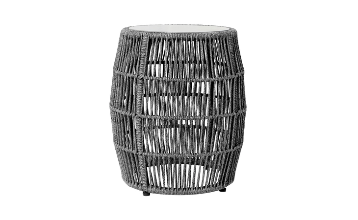 LCOPSITGRY OPUS INDOOR OUTDOOR GARDEN STOOL END TABLE IN GRAY ROPE AND GRAY STONE ARMEN LIVING  LCOPSITGRY
