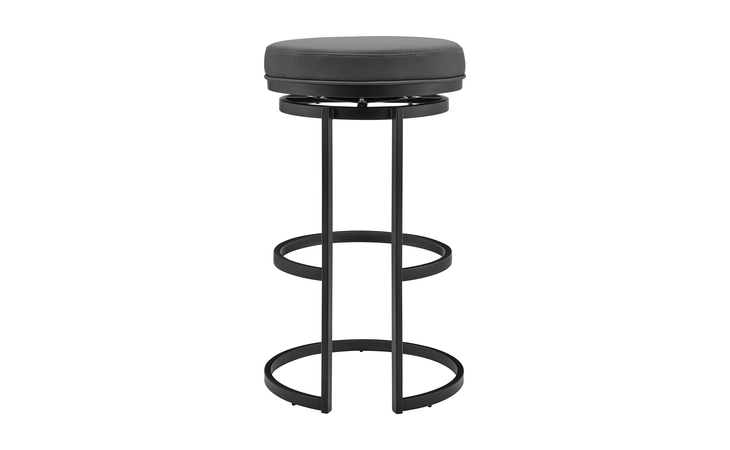 LCVDBABLGR30 VANDER 30 GRAY FAUX LEATHER AND BLACK METAL SWIVEL BAR STOOL ARMEN LIVING  LCVDBABLGR30