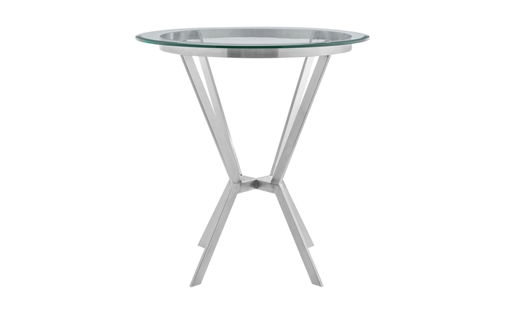 LCNMDIGLBS NAOMI ROUND GLASS AND BRUSHED STAINLESS STEEL BAR TABLE ARMEN LIVING  LCNMDIGLBS