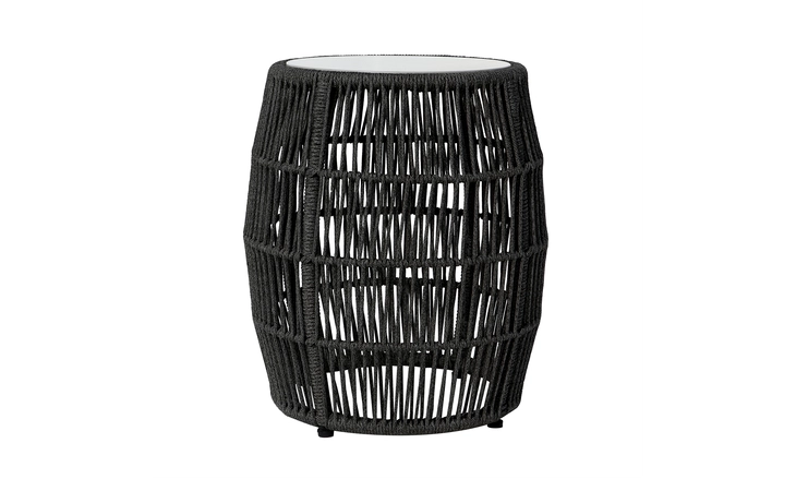 LCOPSITCHA OPUS INDOOR OUTDOOR GARDEN STOOL END TABLE IN CHARCOAL ROPE AND GRAY STONE ARMEN LIVING  LCOPSITCHA