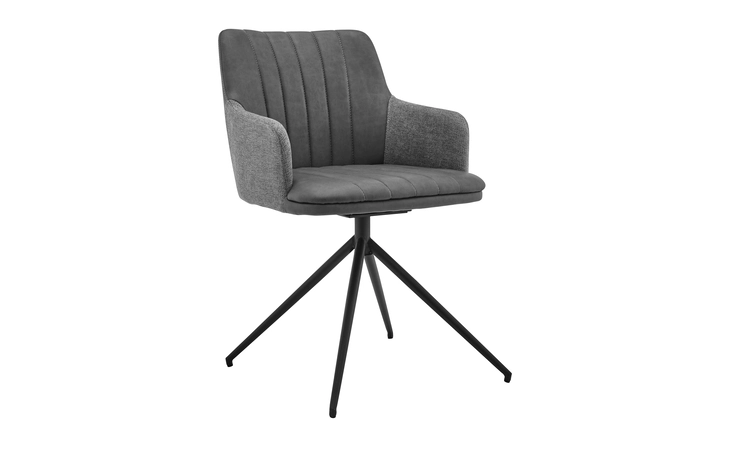 LCSICHGRBL SIMONE MODERN FAUX LEATHER AND FABRIC METAL SWIVEL DINING ROOM CHAIRS - SET OF 2 ARMEN LIVING  LCSICHGRBL