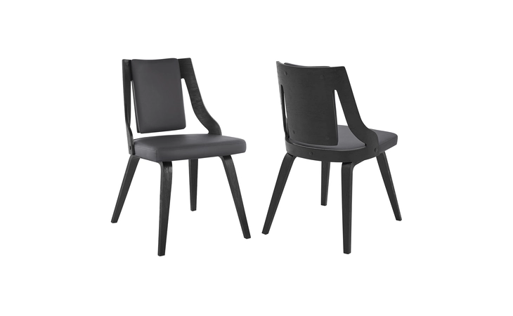 LCANSIBLGR ANISTON GRAY FAUX LEATHER AND BLACK WOOD DINING CHAIRS - SET OF 2 ARMEN LIVING  LCANSIBLGR