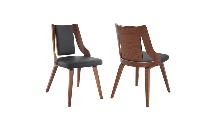LCANSIWAGR ANISTON GRAY FAUX LEATHER AND WALNUT WOOD DINING CHAIRS - SET OF 2 ARMEN LIVING  LCANSIWAGR