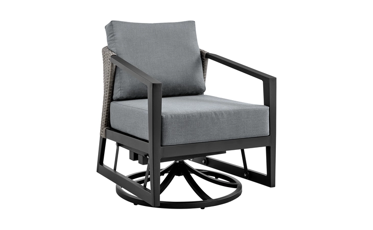 LCPFSWCHGR PALMA OUTDOOR PATIO SWIVEL LOUNGE CHAIR IN ALUMINUM WITH GRAY CUSHIONS ARMEN LIVING  LCPFSWCHGR
