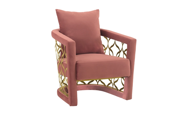 LCCLCHBLUSH  CORELLI BLUSH FABRIC UPHOLSTERED ACCENT CHAIR WITH BRUSHED GOLD LEGS