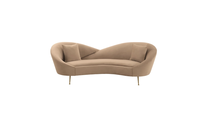LCAB3NAT  ANABELLA NATURAL FABRIC UPHOLSTERED SOFA WITH BRUSHED GOLD LEGS