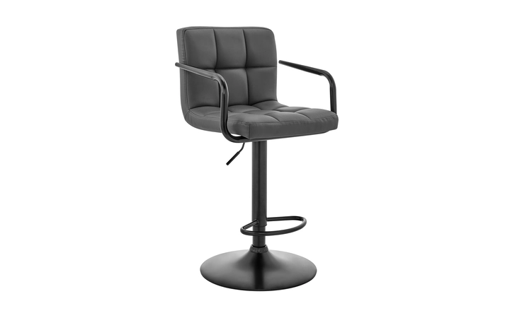 LCLABABLGR  LAURANT ADJUSTABLE HEIGHT GRAY FAUX LEATHER SWIVEL BAR STOOL
