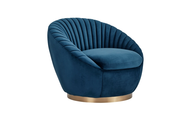 LCMTCHNAVY  MITZY NAVY VELVET SWIVEL ACCENT CHAIR WITH GOLD BASE