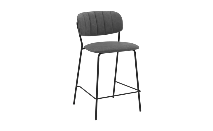 LCCOBABLGR26  CARLO 26 GRAY FAUX LEATHER AND BLACK METAL COUNTER HEIGHT BAR STOOL