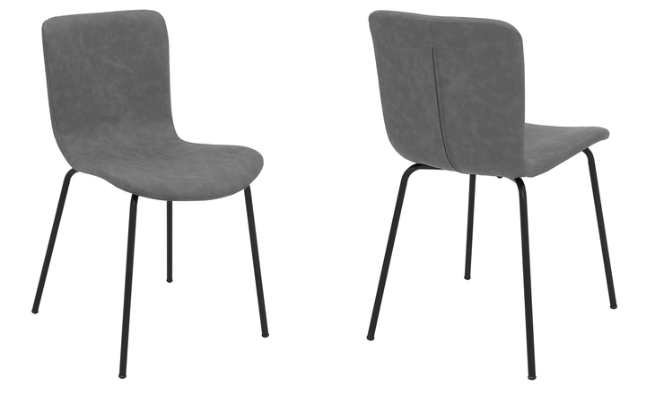 LCGLSIBLGR  GILLIAN MODERN DARK GRAY FAUX LEATHER AND METAL DINING ROOM CHAIRS - SET OF 2