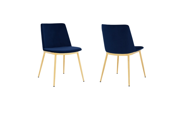 LCMSSIGLBLU MESSINA MODERN BLUE VELVET AND GOLD METAL LEG DINING ROOM CHAIRS - SET OF 2 ARMEN LIVING  LCMSSIGLBLU