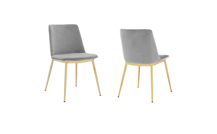 LCMSSIGLGRY MESSINA MODERN GRAY VELVET AND GOLD METAL LEG DINING ROOM CHAIRS - SET OF 2 ARMEN LIVING  LCMSSIGLGRY