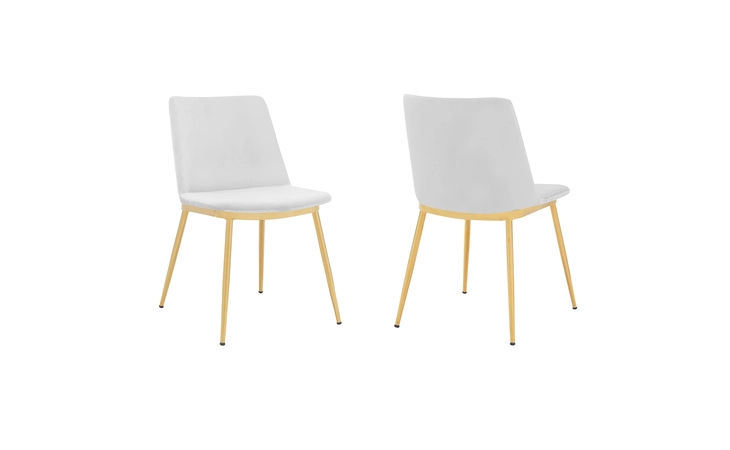 LCMSSIGLWHT  MESSINA MODERN WHITE VELVET AND GOLD METAL LEG DINING ROOM CHAIRS - SET OF 2