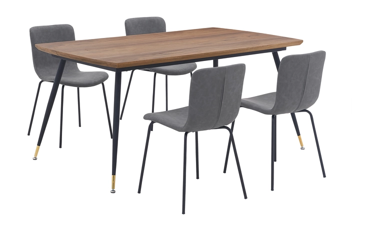 SETMSDIGR5C MESSINA AND GILLIAN DARK GRAY FAUX LEATHER 5 PIECE RECTANGULAR DINING SET ARMEN LIVING  SETMSDIGR5C