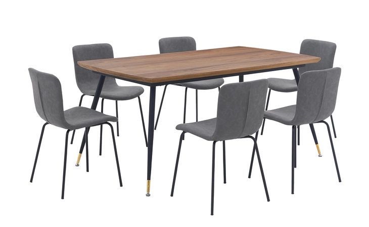 SETMSDIGR7C MESSINA AND GILLIAN DARK GRAY FAUX LEATHER 7 PIECE RECTANGULAR DINING SET ARMEN LIVING  SETMSDIGR7C