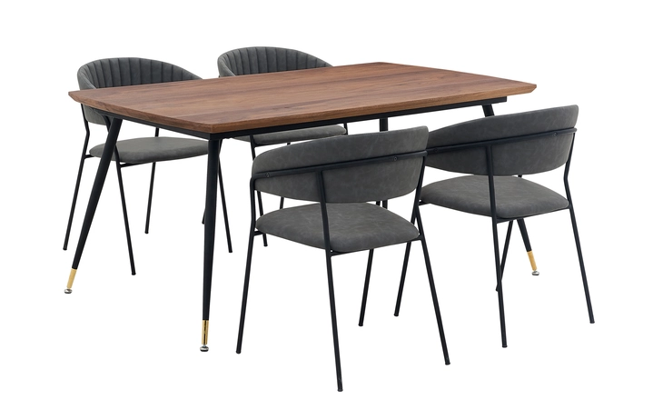 SETMSDIGR5G MESSINA AND NARA GRAY FAUX LEATHER 5 PIECE RECTANGULAR DINING SET ARMEN LIVING  SETMSDIGR5G