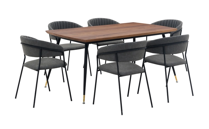 SETMSDIGR7G MESSINA AND NARA GRAY FAUX LEATHER 7 PIECE RECTANGULAR DINING SET ARMEN LIVING  SETMSDIGR7G