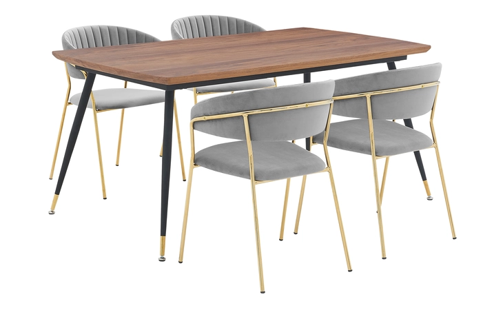SETMSDIGRY5F MESSINA AND NARA GRAY VELVET 5 PIECE RECTANGULAR DINING SET ARMEN LIVING  SETMSDIGRY5F