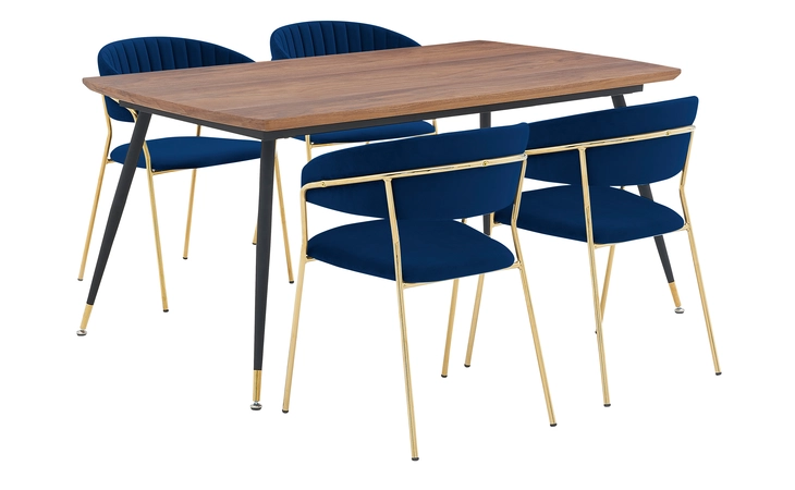 SETMSDIBLU5F MESSINA AND NARA BLUE VELVET 5 PIECE RECTANGULAR DINING SET ARMEN LIVING  SETMSDIBLU5F