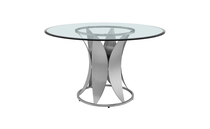 LCPTDIGLBS  PETAL MODERN GLASS AND STAINLESS STEEL ROUND PEDESTAL DINING TABLE