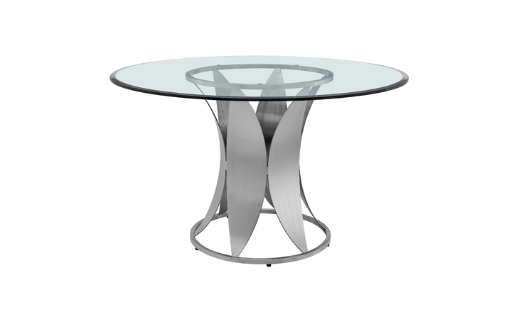LCPTDIGLBS PETAL MODERN GLASS AND STAINLESS STEEL ROUND PEDESTAL DINING TABLE ARMEN LIVING  LCPTDIGLBS