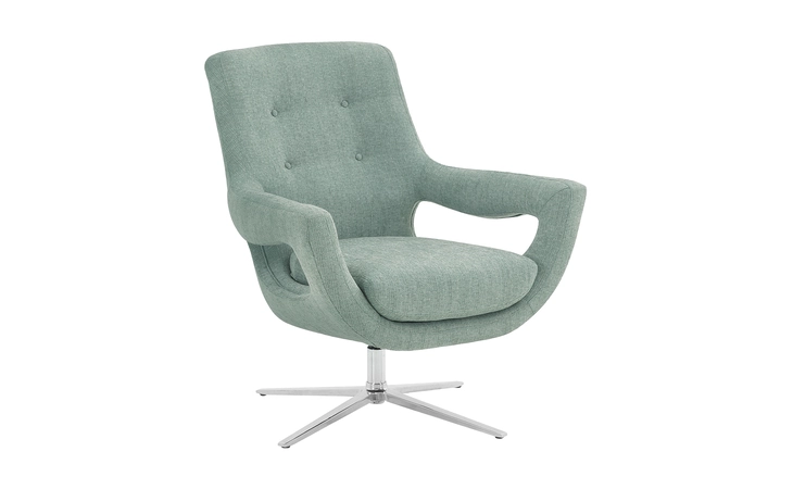 LCQUCHSB  QUINN CONTEMPORARY ADJUSTABLE SWIVEL ACCENT CHAIR IN POLISHED STEEL FINISH WITH SPA BLUE FABRIC