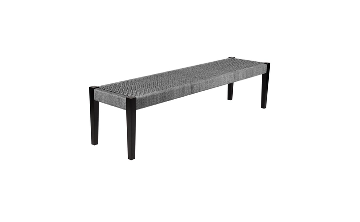 LCRHBEGRY RHETT INDOOR OUTDOOR DINING BENCH IN EUCALYPTUS WOOD AND GRAY ROPE ARMEN LIVING  LCRHBEGRY