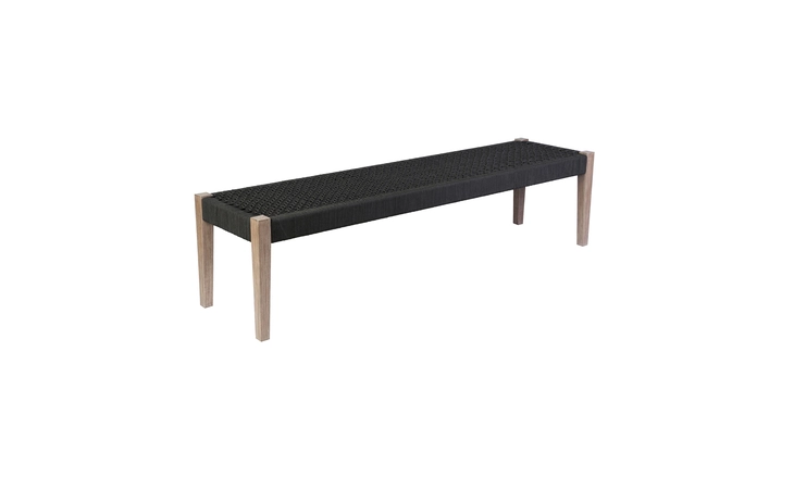 LCRHBECHA RHETT INDOOR OUTDOOR DINING BENCH IN EUCALYPTUS WOOD AND CHARCOAL ROPE ARMEN LIVING  LCRHBECHA