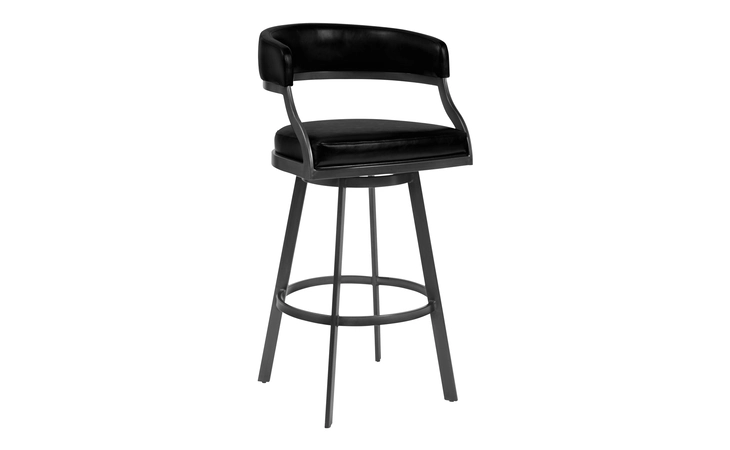 LCSNBAMFVB30 SATURN 30 BAR HEIGHT BARSTOOL IN MINERAL FINISH AND VINTAGE BLACK FAUX LEATHER ARMEN LIVING  LCSNBAMFVB30