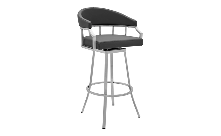 LCVLBABSSG26  VALERIE SWIVEL MODERN SLATE GRAY FAUX LEATHER 26 BARSTOOL IN BRUSHED STAINLESS STEEL FINISH