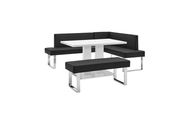 SETAMDI3BL AMANDA 3 PIECE BLACK RECTANGULAR DINING SET ARMEN LIVING  SETAMDI3BL