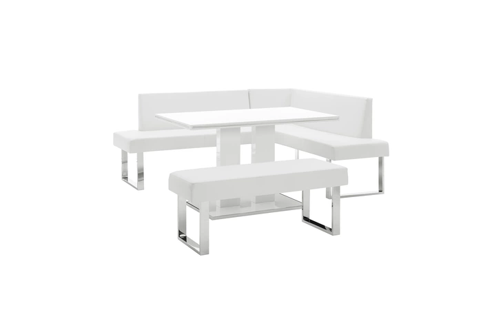 SETAMDI3WH AMANDA 3 PIECE WHITE RECTANGULAR DINING SET ARMEN LIVING  SETAMDI3WH