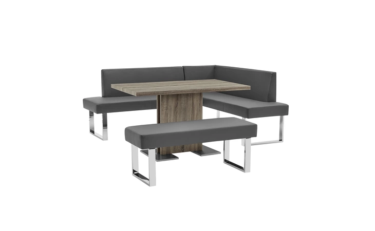 SETAMDI3GR ZENITH AND AMANDA 3 PIECE GRAY RECTANGULAR DINING SET ARMEN LIVING  SETAMDI3GR