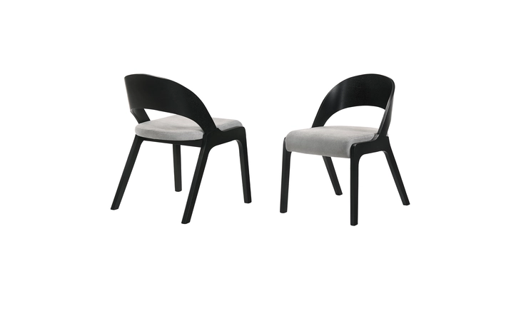 LCPLSIGRBL POLLY MID-CENTURY GRAY UPHOLSTERED DINING CHAIRS IN BLACK FINISH - SET OF 2 ARMEN LIVING  LCPLSIGRBL