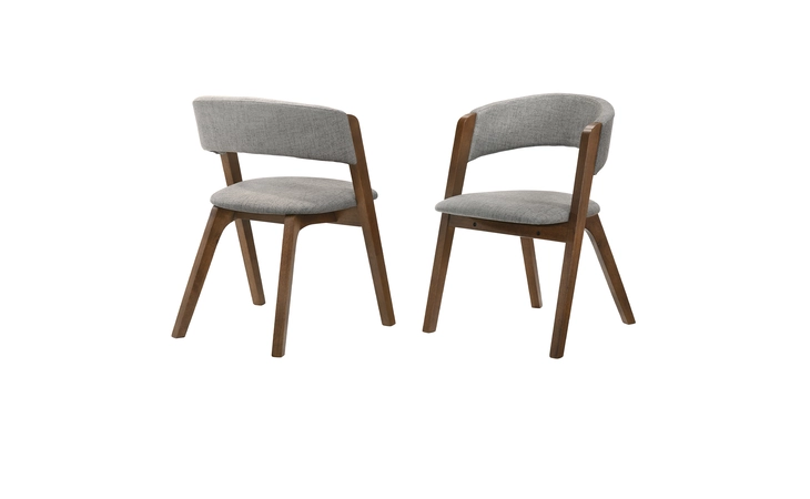 LCRWSIGRWA  ROWAN GRAY UPHOLSTERED DINING CHAIRS IN WALNUT FINISH - SET OF 2