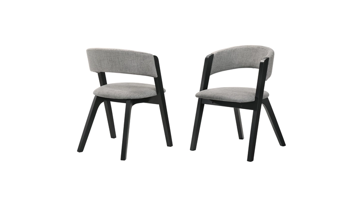 LCRWSIGRBL  ROWAN GRAY UPHOLSTERED DINING CHAIRS IN BLACK FINISH - SET OF 2
