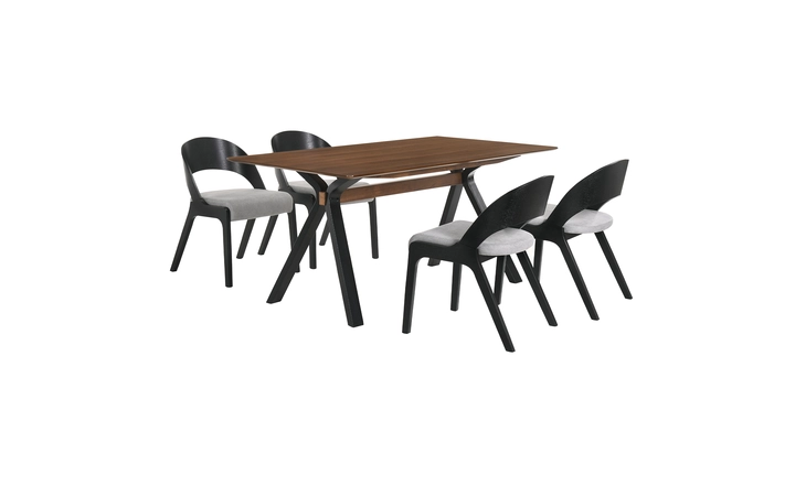 SETLRDIBLK5C  LAREDO AND POLLY 5 PIECE BLACK RECTANGULAR DINING SET