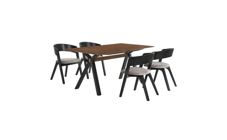 SETLRDIBLK5E  LAREDO AND JACKIE 5 PIECE BLACK RECTANGULAR DINING SET