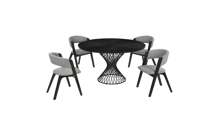 SETCQDIBLK5B CIRQUE AND ROWAN 5 PIECE BLACK ROUND DINING SET ARMEN LIVING  SETCQDIBLK5B