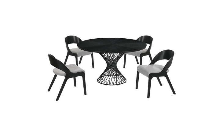 SETCQDIBLK5C CIRQUE AND POLLY 5 PIECE BLACK ROUND DINING SET ARMEN LIVING  SETCQDIBLK5C