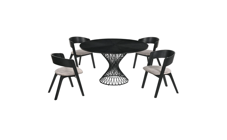 SETCQDIBLK5E CIRQUE AND JACKIE 5 PIECE BLACK ROUND DINING SET ARMEN LIVING  SETCQDIBLK5E