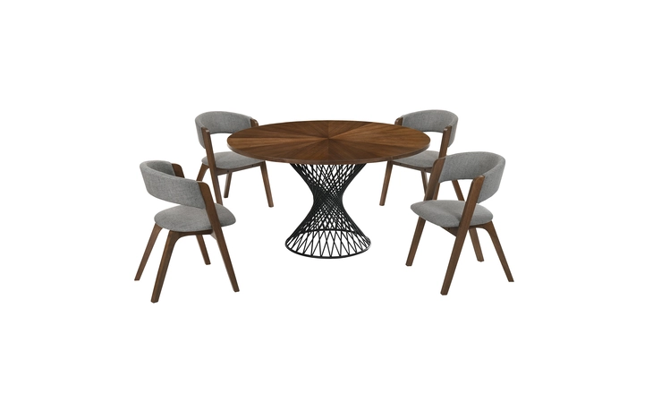 SETCQDIWA5B CIRQUE AND ROWAN 5 PIECE WALNUT ROUND DINING SET ARMEN LIVING  SETCQDIWA5B