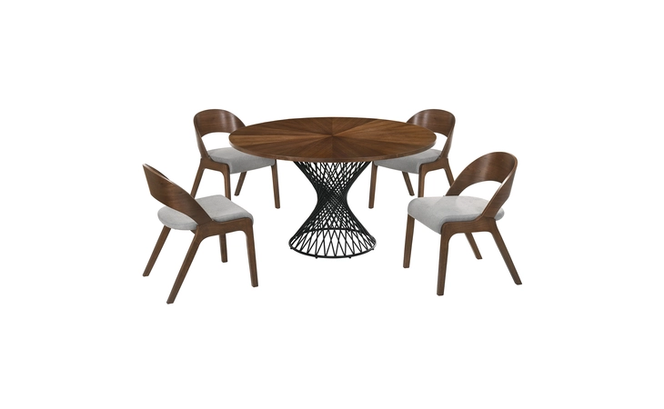SETCQDIWA5C CIRQUE AND POLLY 5 PIECE WALNUT ROUND DINING SET ARMEN LIVING  SETCQDIWA5C