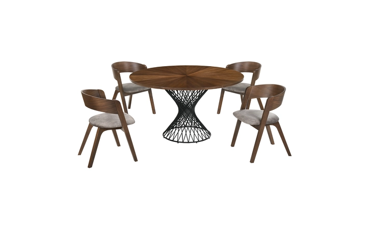 SETCQDIWA5E  CIRQUE AND JACKIE 5 PIECE WALNUT ROUND DINING SET